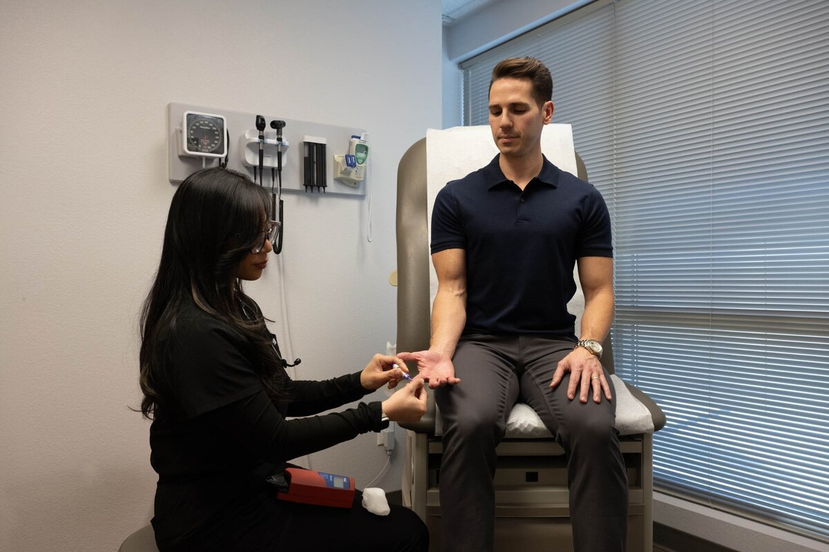 Phlebotomy services for male patient at Parker Medical concierge medicine Las Vegas