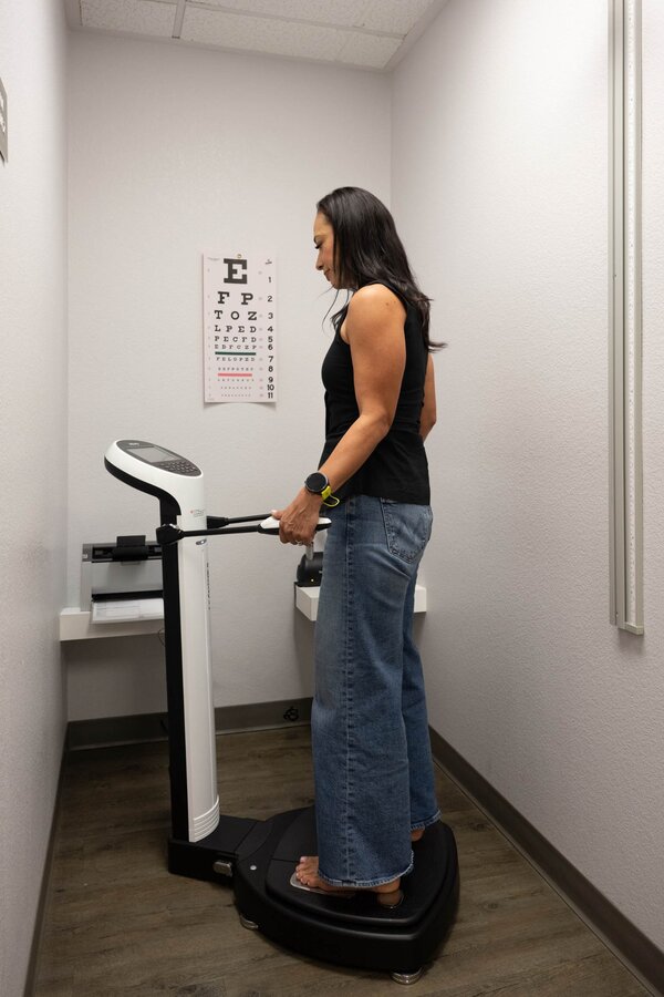 Patient undergoing InBody body composition analysis at Parker Medical Las Vegas
