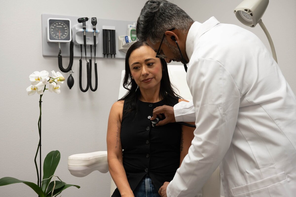 Thorough preventive examination with stethoscope during comprehensive physical at Parker Medical Las Vegas